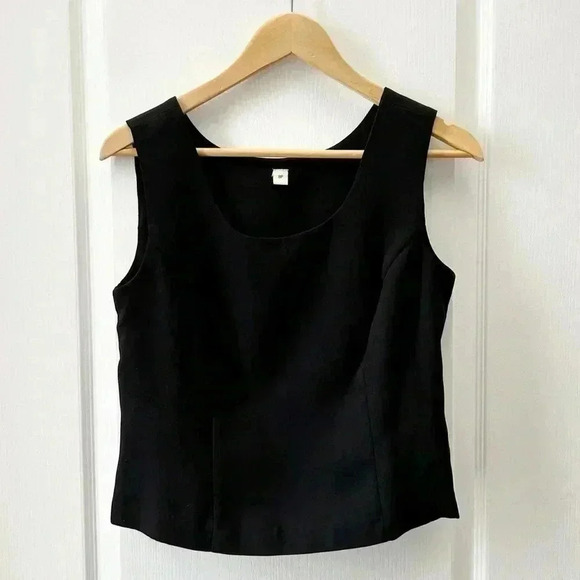 Vintage Pant Set Matching Trousers Sleeveless Top Black Size 8 Petite - Picture 4 of 16